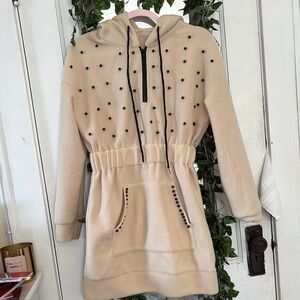 Cream and Black Star Pattern Hooded Jacket